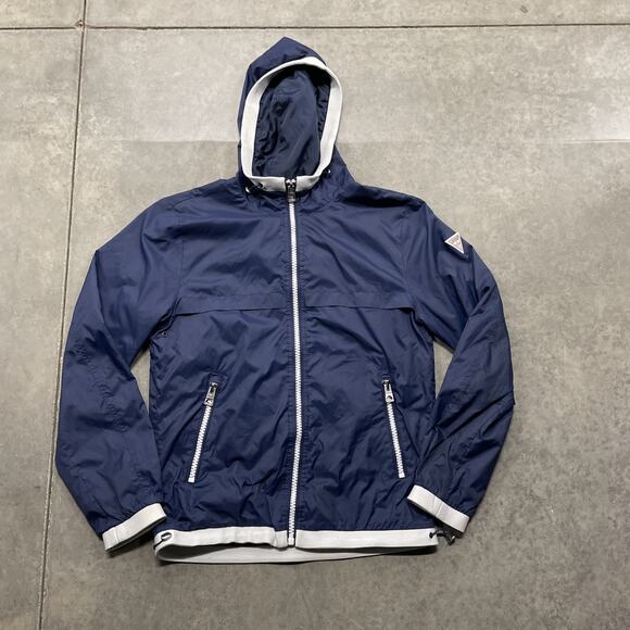 Guess Navy Blue Windbreaker Hooded Jacket Full Zip Men's Size M - Picture 1 of 5